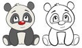 Vector Illustration of a Cute Cartoon Character Panda for you Design and Computer Game. Coloring Book Outline Set Royalty Free Stock Photo